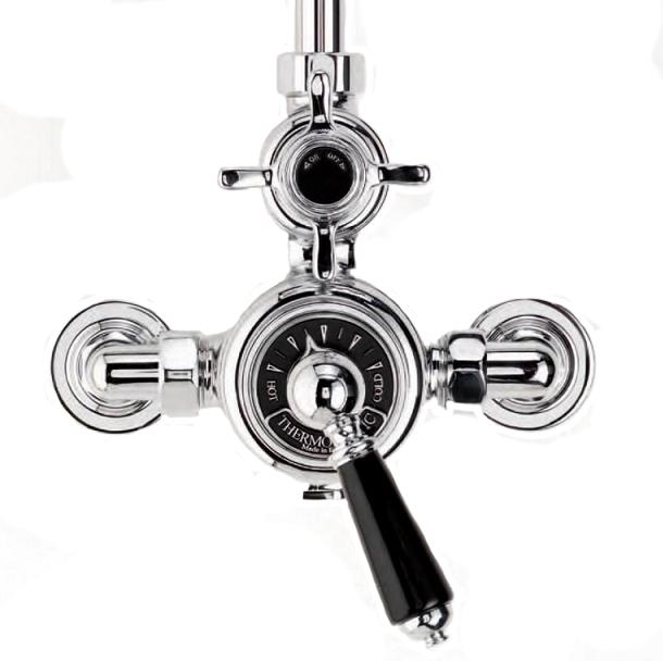 Термостат наружнего монтажа, для душевой для стойки MARK318/2/MARK618, с ручкой черной, (цв.хром), Devon&Devon ZZ