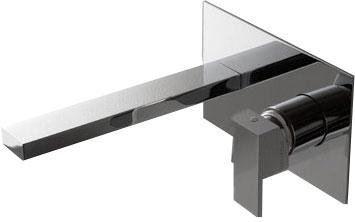 Смеситель для раковины, встраиваемый в стену, излив 200мм, (цв. brush nikel) Q ZZ