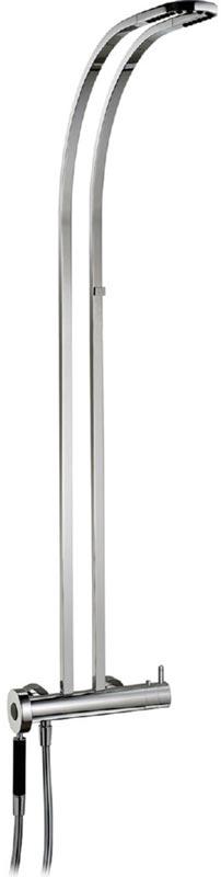 Смеситель д/д, термостат, со стационарн. верхн. душем, лейка ручного душа, шланг в компл., (цв. хром), Philo ZZ