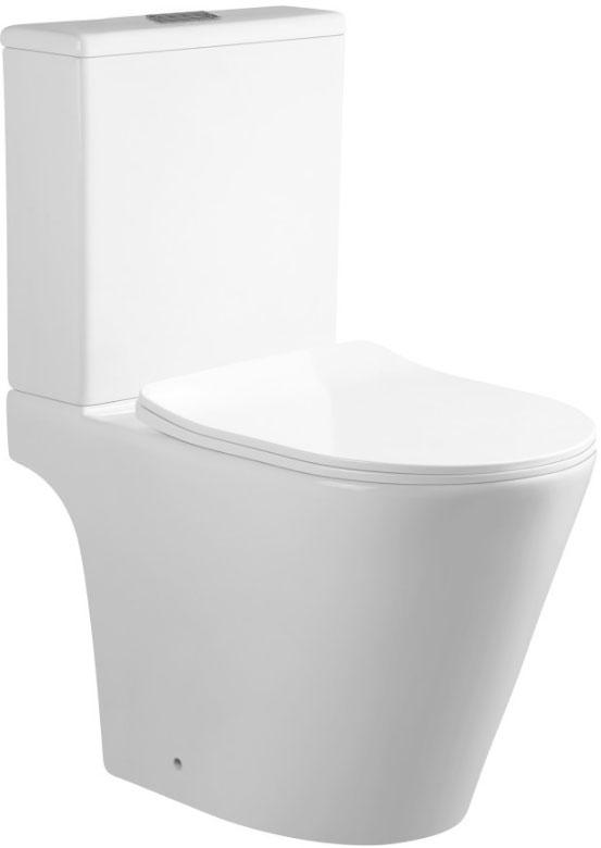Унитаз-компакт напольный, безободковый, с бачком, 370х605мм, сиденье с микролифтом, крепеж в компл, (цв.белый глянц.), Nove ZZ
