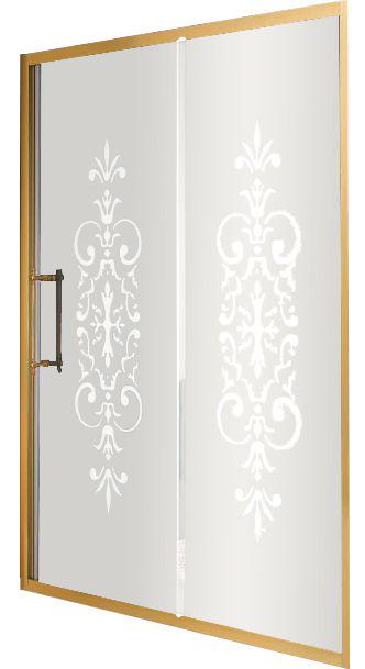 Дверь сдвижная 2-х секц. в нишу 166-172хh200см, (вход 71см), (правая/левая, профиль цв.золото, стекло прозр. с декором N6 + StarClean), Dolce Vita ZZ