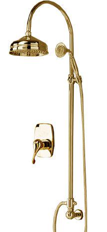 Смеситель для душа, встр. в стену. с перекл., со стацион. верхним и ручным душем + шланг, (цв.золото) Piccadilly ZZ