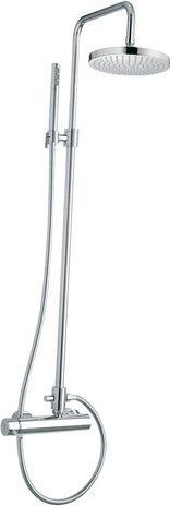 Смеситель для душа, со стационарным верхним душем d25см, ручной душ, шланг в компл., (цв. хром), Vela ZZ