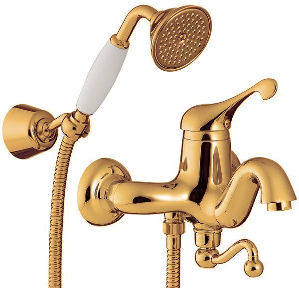 Смеситель для ванны в комплекте с шлангом, лейкой, кронштейном, (maniglia PL / рукоятка с пластик. вставкой белого цвета), (цв.бронза) Piccadilly ZZ