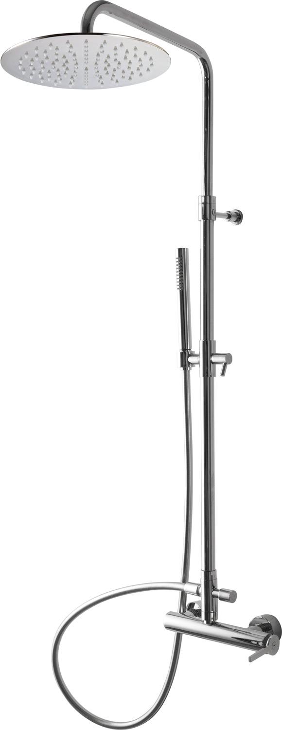 Смеситель для душа, со стационарным верхн.душем d25см., душевая лейка, шланг в компл., (цв.хром), Time ZZ