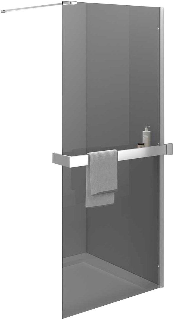 Душ.перегородка 1000хh2000мм, правая/левая, (стекло тонированное 8мм Easy Clean, поперечн. укорачиваемый кронштейн 1200мм, фурнит.цв.хром), Walk-In ZZ
