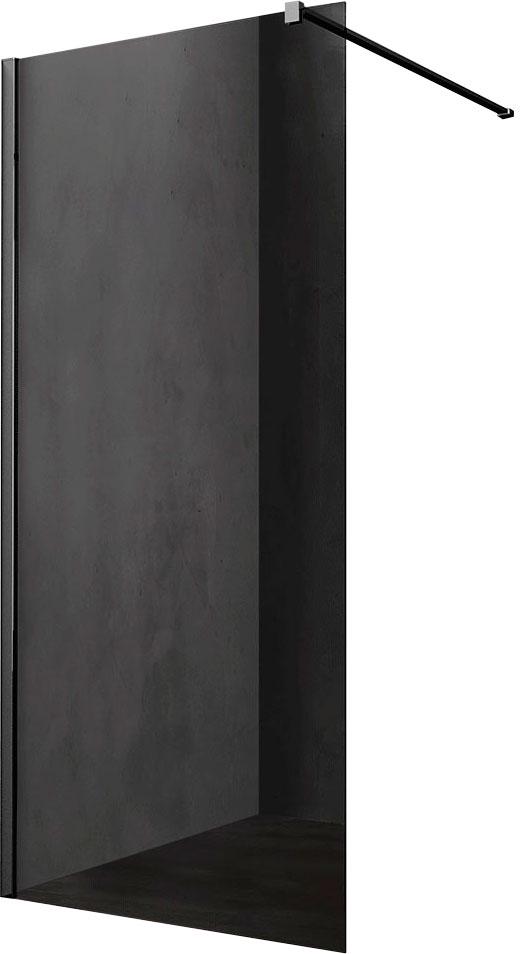 Душевая перегородка 1100хh2000мм, правая/левая, (стекло тонированное 8мм, поперечн. укорачиваемый кронштейн 1200мм, фурнит.цв.черный мат.), Walk-In ZZ