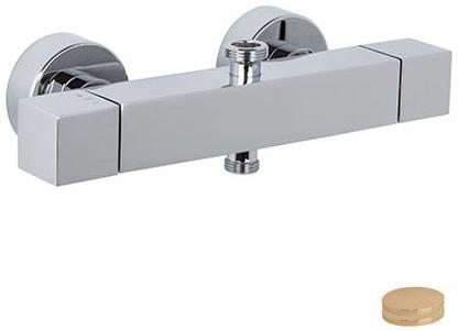 Смеситель-термостат для душа, со стационарн. верхним душем 250х250мм, (лейка д/д, шланг, кронштейн в компл.), (цв. золото), FIMA Carlo Frattini ZZ