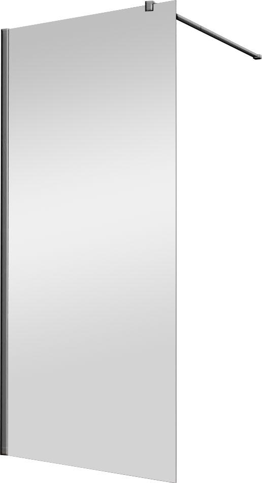 Душевая перегородка 1000хh2000мм, правая/левая, (стекло прозрач.8мм, поперечн. укорачиваемый кронштейн 1200мм, фурнит.цв.вороненая сталь), Walk-In ZZ