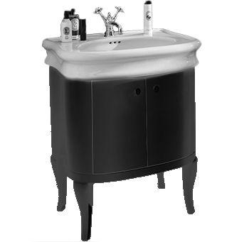 Тумба напольная 590х500хh750мм, под раковину 700мм, две распашные двери, (цв. Черный глянец), Lante ZZ