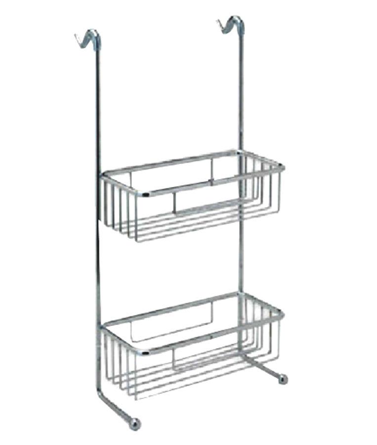 Полочка-решетка двойная 26х20хh69см, монтаж на стенку душ.уголка, (цв.хром), Colombo