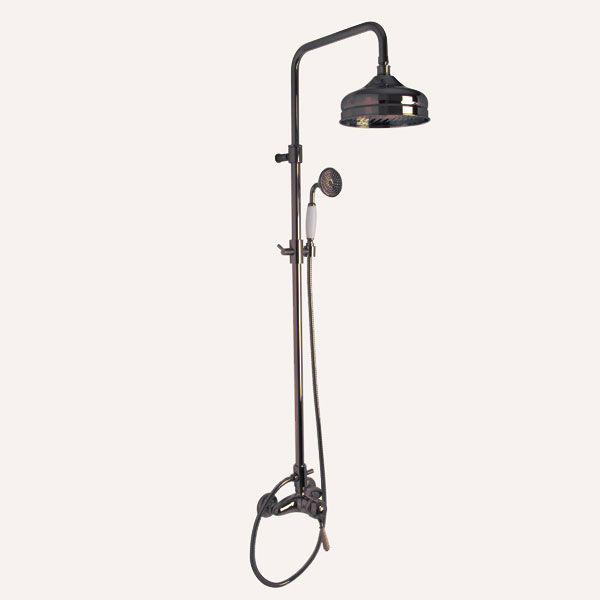 Смеситель для душа, со стационарн. верхним душем d200мм, (лейка д/д, шланг, кронштейн в компл.), (цв. бронза), Bell ZZ