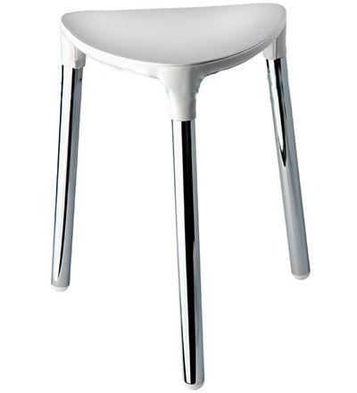 Стул для ванной комнаты, h44см, (белый пластик, ножки цв.хром), POKER Colombo ZZ