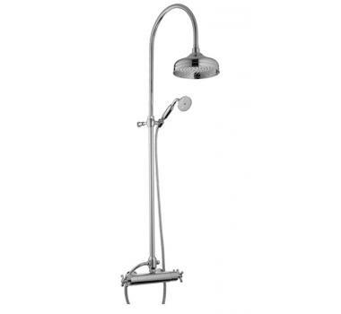 Смеситель термостат (гориз.) для душа, со стац. верхним душем 20см, (цв.хром), Old italy KL