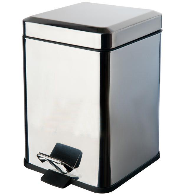 Ведро квадратное с крышкой и педалью 20х20(26)хh27,5см, (5L), (нерж.сталь), Colombo