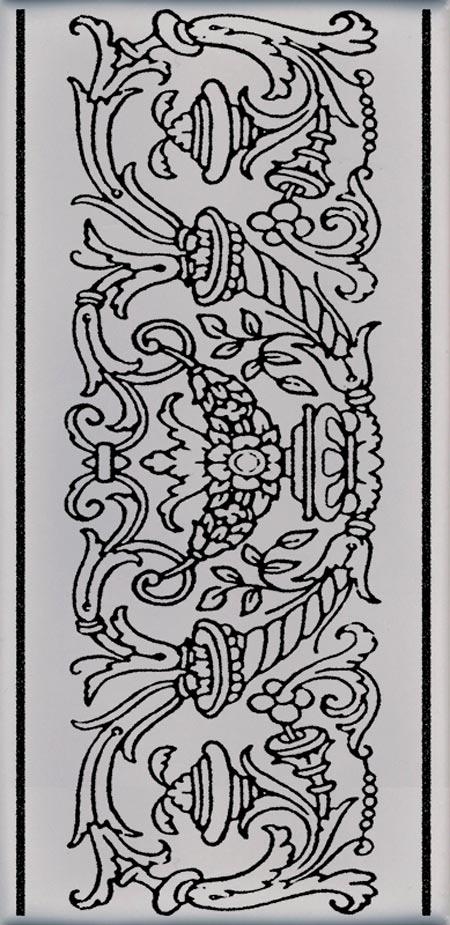 Декор Авеллино серый античный узор |7.4х15