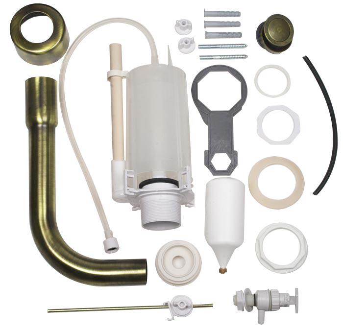 Механизм двойного смыва для "Среднего" бачка, (труба и кнопка смыва цв. золото в компл.), Bristol ZZ