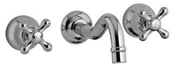 Смеситель для раковины, встраиваемый в стену на 3 отв., излив 209мм, (внутренняя часть в компл.), (цв. хром), Romantica ZZ