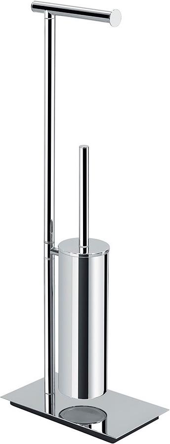 Гарнитур напольный свободностоящий, (ёрш закрытый, держатель для туалетной бумаги), (цв.хром), Square ZZ