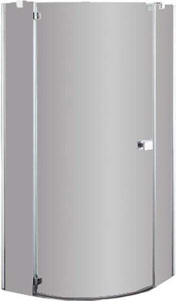 Душ каб.распашная дверь с неподв.сегм., 1/4 круга, R=550, SX петли слева (100х100хh195см, стекло 6мм, GL прозр., фурн. 05 полир.алюмин) E-LITE ZZ