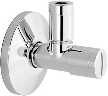 Кран-перекрыватель угловой 1/2-3/8, с фильтром, для подкл. смесителей д/раков.(биде) к системе, "Круглый" (цв.хром) Cisal ZZ