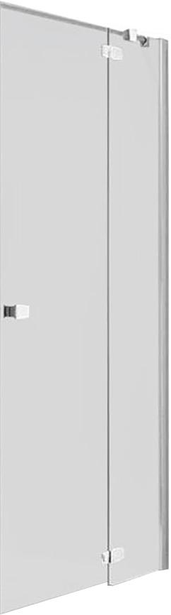 Дверь распаш.с неподв.сегментом,для монтажа с бок. панелью, 900 (870-895)хh1950мм,вход 555мм,петли спр, (стек 6мм, проз.High Glass.,фур.хр/пол/алюм)ZZ