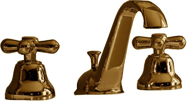 Смеситель для раковины, на 3 отв., мал.излив, с д/к, (цв. бронза), Romantica ZZ