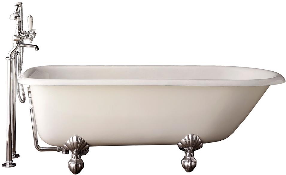 Ванна чугунная  Kensington 172х78хh60см, без отверстий под смеситель, окрашенная, ножки DECO цвет хром, ванна цвет белый ZZ