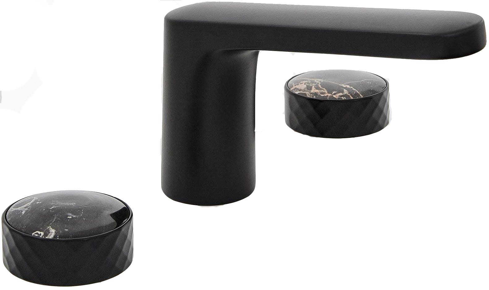 Смеситель для раковины на 3 отв., с д/к, БЕЗ накладок ручек, (цв. черный матовый), Texture Collection ручки X ZZ