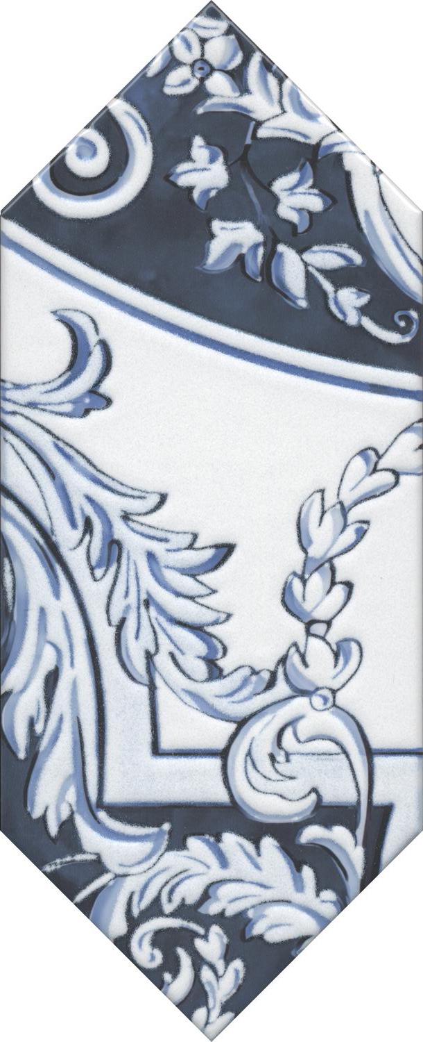 Декор Алмаш 1 синий глянцевый |14х34