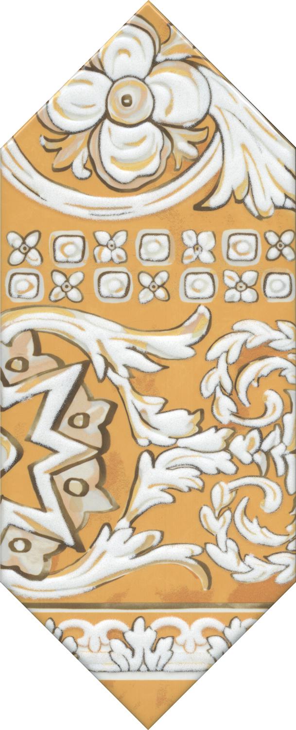 Декор Алмаш 2 жёлтый глянцевый |14х34