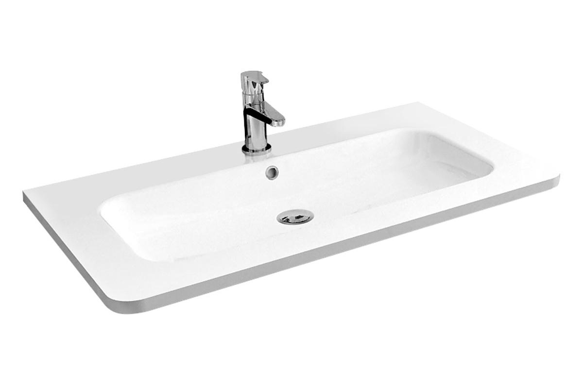 Раковина накладная на тумбу 800x480xh200мм, с 1 отверстием для смесителя, с переливом, (искуственный камень), Vincea ZZ