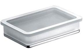 Мыльница настольная 12,8х8,5хh2,9см (цв. хром / стекло мат.) Lulu ZZ