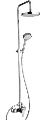 Смеситель для душа настенный, с верхним душем d 20,4см, h135,5 х вылет 44,6см, в компл: шланг, лейка д/д, (хром) Сleo KL