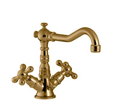 Смеситель для раковины, "Г-образный" поворотный излив, с д/к, (цв.бронза), Romantica ZZ