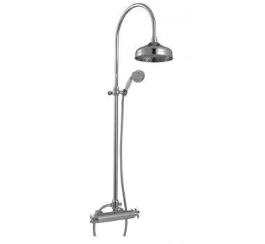 Смеситель для душа с термостатом, стационарным верхним душем, лейка ручного душа, шланг в компл., (цв. хром), Palma ZZ