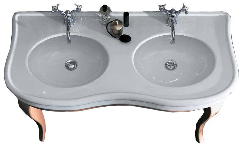 Раковина двойная 1200х540хh130мм, по 1 отв.д/смесит., подвесная либо для установки на дерев.структуру арт.LAM12, БЕЗ креплен., Lante ZZ