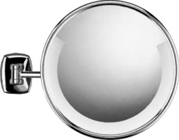 Зеркало косметическое, настенное, на подвижн. одинарн. кроншт. 280мм, d 245мм, с подсветкой, провод, эл.вилка, крепл. в компл.(цв.хром)Classic Ligh ZZ