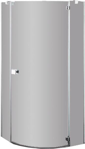 Душ каб.распашная дверь с неподв.сегм., 1/4 круга, R=550, DX петли справа (100х100хh195см, стекло 6мм, GL прозр., фурн. 05 полир.алюмин) E-LITE ZZ