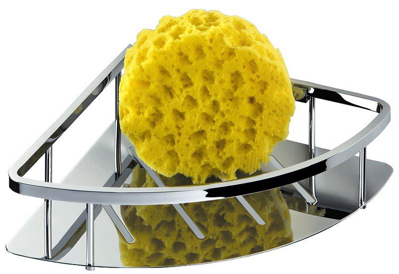 Полочка-решетка для душа, угловая 22х22,5хh6,5см, в комплекте с крепёжной планкой, крепится с одной стороны на выбор, (цв.хром), Colombo