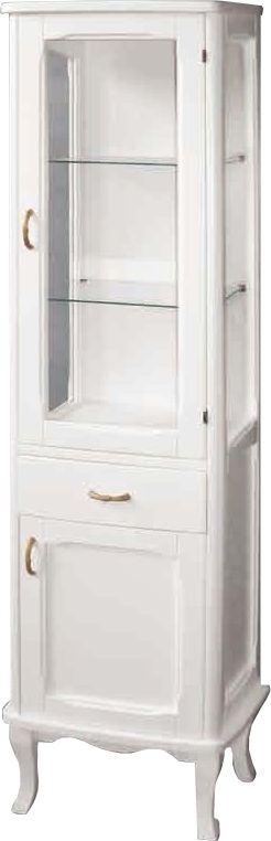 Пенал напольный 43х37хh168см с 1 выдв.ящиком и 2 дверками, петли справа, (цв.bianco puro, 3 компл.ручек в цвете бронза и керамика) Tiffany ZZ