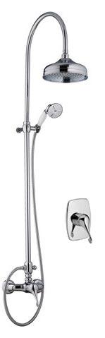 Смес. д/д, встр. в стену.с перекл., со стацион. верхн и руч/душем+шланг, (maniglia PL / рукоятка с пластик. встав белого цвета), (цв.хр) Piccadilly ZZ