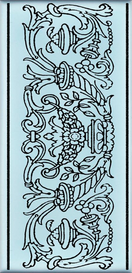 Декор Авеллино голубой античный узор |7.4х15