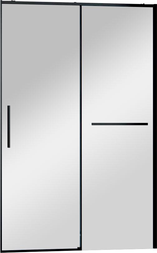 Дверь для душа, в нишу 1500хh2000мм, раздвижн, 1 дверь, 1 неподв.секция, правая/левая,(стекло прозрач 6мм Easy Clean,фурн.цв.черный мат), Slim Soft ZZ