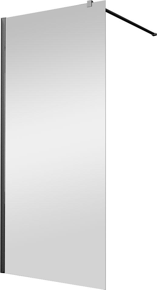 Душевая перегородка 800хh2000мм, правая/левая, (стекло прозрач.8мм, поперечн. укорачиваемый кронштейн 1200мм, фурнит. цв.черный мат.), Walk-In ZZ