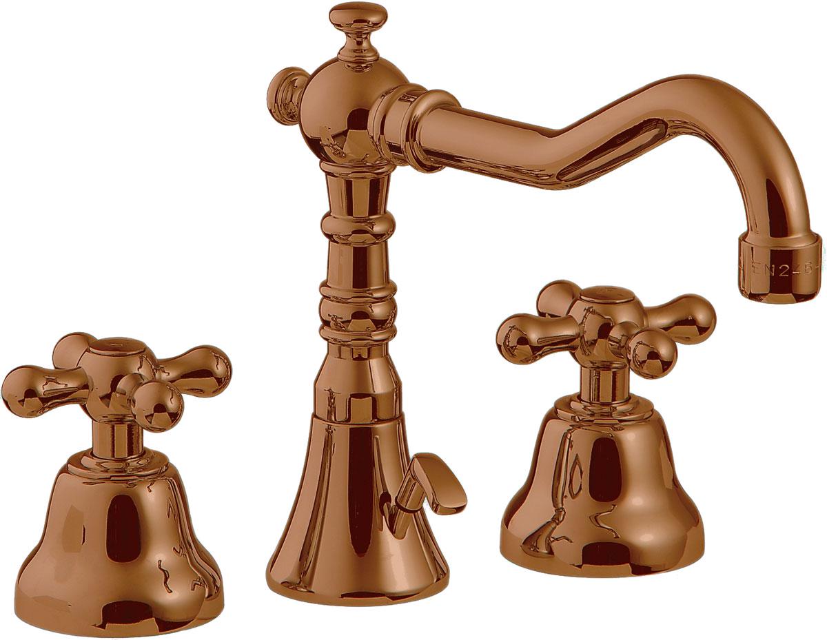 Cмеситель для раковины на 3 отв., Высокий излив, с д/к, (цв.состаренная бронза), Romantica ручки, Ponte Vecchio ZZ