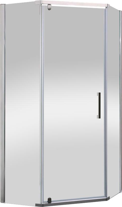 Душевой уголок 1000х1000хh1950мм, 5-ти угольный, распашная дверь правая/левая, с 2 неподвижн. сегмент, (стекло прозр.6мм, фурнит. цв.хром), Stresa ZZ
