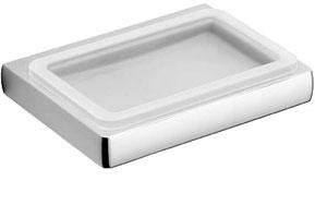 Мыльница настенная 13,8х10,5хh2,4см (цв. хром / стекло мат.) Lulu KL