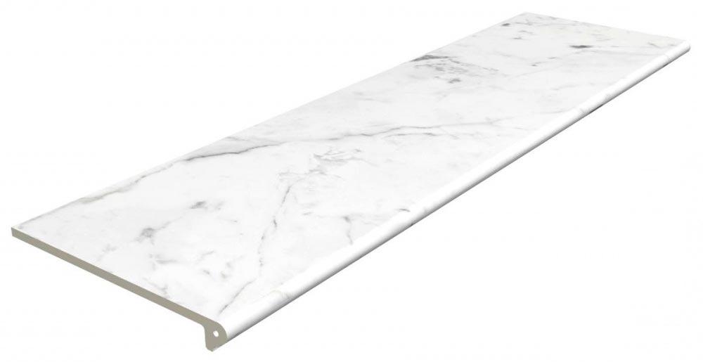Peldano Redondeado Carrara Blanco Liso 119.7x33x14