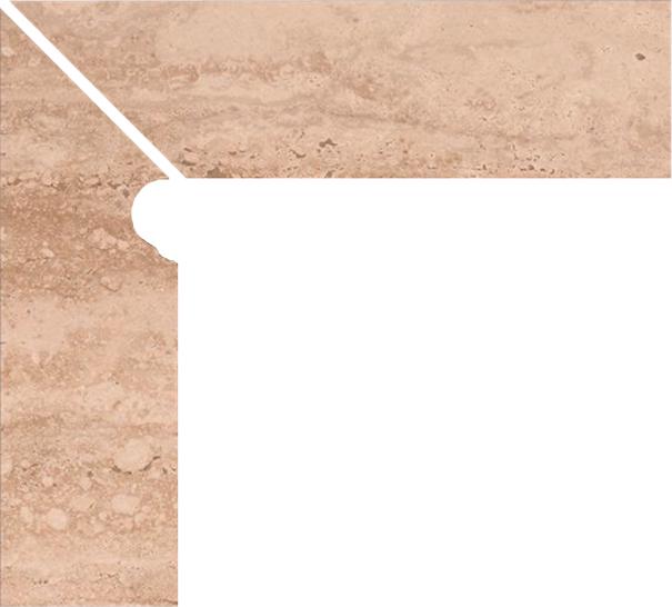 Zanquin Redondeado Travertino Beige Dcha (Right) Liso ZZ  8x39.3/9,5x39.3